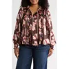 Treasure & Bond Pintuck Satin Top In Brown