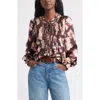 Treasure & Bond Pintuck Satin Top In Brown