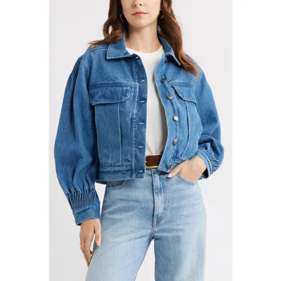 Treasure & Bond Pintucked Denim Jacket In Blue