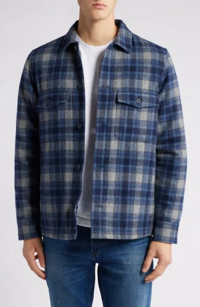 Treasure & Bond Plaid Flannel Button-up Shirt Jacket In Navy- Blue Dash Plaid