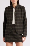 Shop Treasure & Bond Plaid Stand Collar Blazer In Brown- Black Plaid