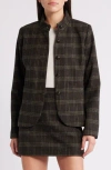 Treasure & Bond Plaid Stand Collar Blazer In Brown