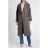 Treasure & Bond Plaid Winter Trench Coat In Black- Tan Kensie Plaid