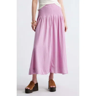 Treasure & Bond Pleat Accent Linen Blend Maxi Skirt In Pink