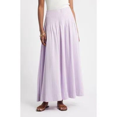 Treasure & Bond Pleat Accent Linen Blend Maxi Skirt In Purple