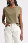 Treasure & Bond Pleat Back Cotton Muscle Tank