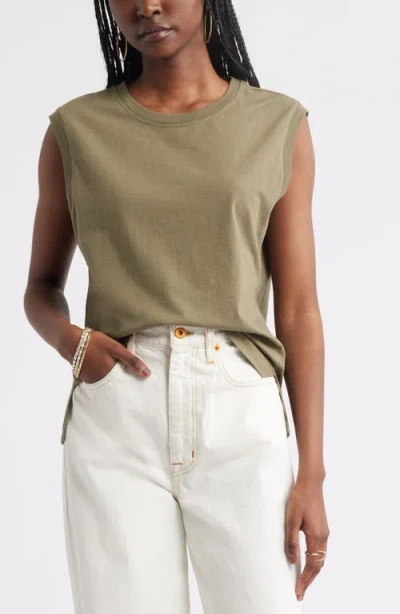 Treasure & Bond Pleat Back Cotton Muscle Tank