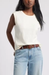 Treasure & Bond Pleat Back Cotton Muscle Tank In Neutral