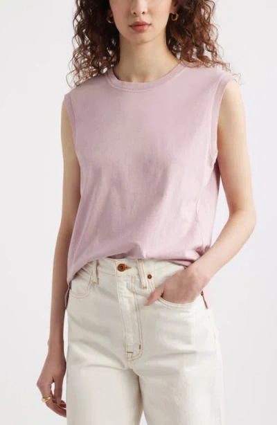 Treasure & Bond Pleat Back Cotton Muscle Tank In Purple Shade