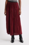 Treasure & Bond Pleated Satin Midi Skirt In Burgundy