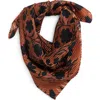 Treasure & Bond Pleated Satin Scarf In Rust Antique Floral