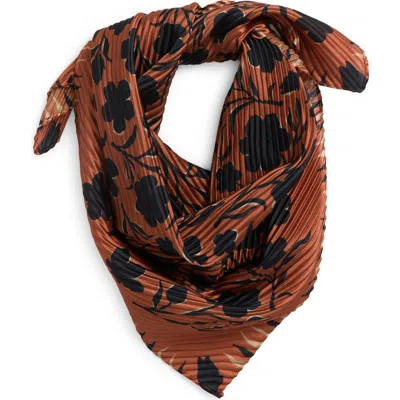 Treasure & Bond Pleated Satin Scarf In Rust Antique Floral
