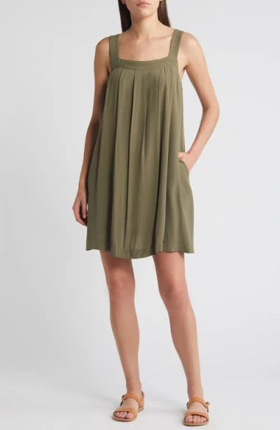 Treasure & Bond Pleated Sleeveless Shift Minidress In Green