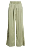 Treasure & Bond Pleated Wide Leg Pull-on Pants In Olive Acorn