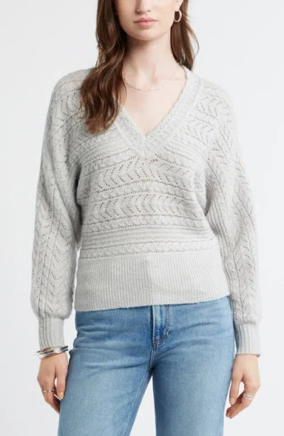 Treasure & Bond Pointelle Dolman Sleeve Sweater In Gray
