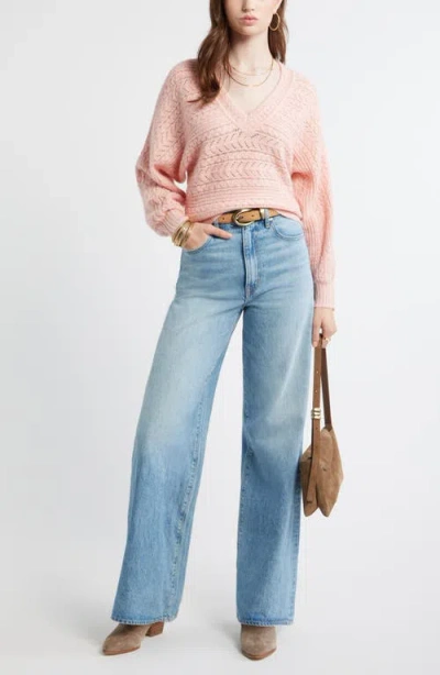 Treasure & Bond Pointelle Dolman Sleeve Sweater In Pink