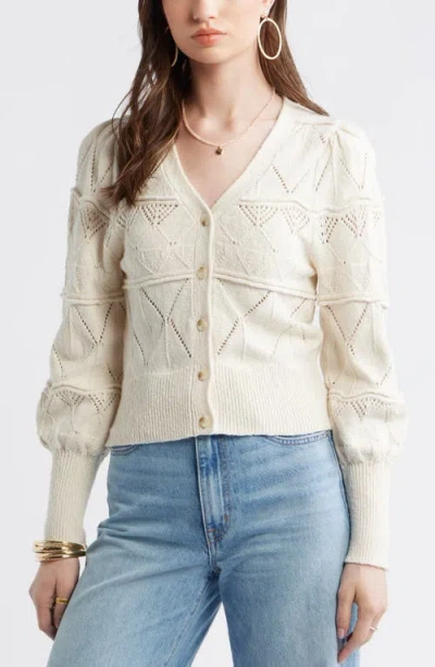Treasure & Bond Pointelle Knit Button Front Cotton Cardigan In Gray