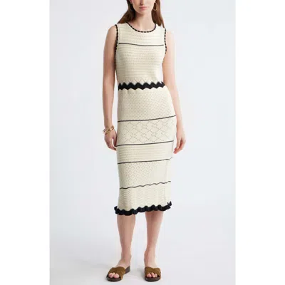 Treasure & Bond Pointelle Midi Sweater Dress In Gray