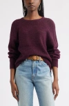 Treasure & Bond Pointelle Raglan Sleeve Sweater In Burgundy