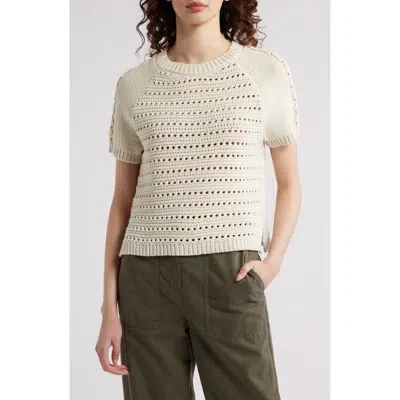 Treasure & Bond Pointelle Raglan Sleeve Sweater In Ivory Dove