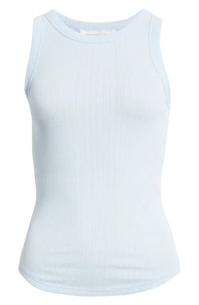 Treasure & Bond Pointelle Rib Crewneck Tank In Blue
