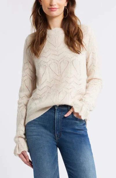 Treasure & Bond Pointelle Scallop Neck Sweater In Multi