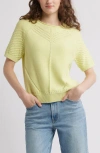 Treasure & Bond Pointelle Short Sleeve Cotton Sweater