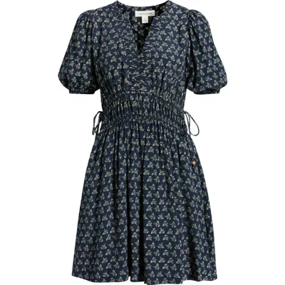 Treasure & Bond Print Puff Sleeve Minidress In Blue