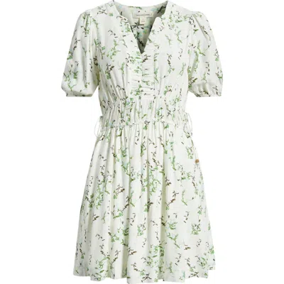 Treasure & Bond Print Puff Sleeve Minidress In Green