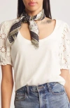 Treasure & Bond Print Square Silk Scarf In Grey Gestural Floral