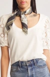 Treasure & Bond Print Square Silk Scarf In Grey Gestural Floral