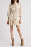 Treasure & Bond Floral Print Ruffle Hem Minidress In Multi