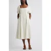 Treasure & Bond Puff Sleeve Linen Blend Midi Dress