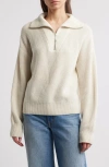 Treasure & Bond Quarter Zip Merino Wool & Cotton Sweater In Ivory Dove