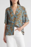 Treasure & Bond Relaxed Fit Camp Shirt In Blue- Olive Boutique Floral