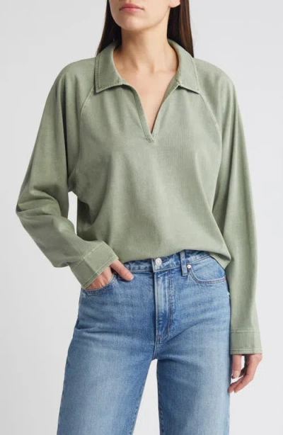 Treasure & Bond Relaxed Fit Organic Cotton Polo T-shirt In Green Halo