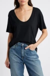 Treasure & Bond Relaxed Scoop Neck Cotton T-shirt In Black