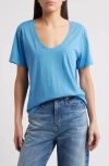 Treasure & Bond Relaxed Scoop Neck Cotton T-shirt In Blue Parisian