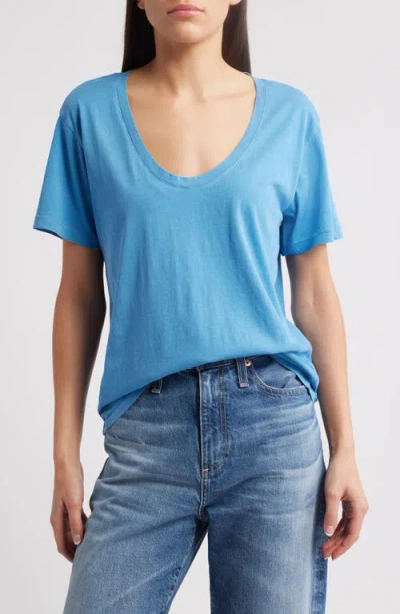 Treasure & Bond Relaxed Scoop Neck Cotton T-shirt In Blue Parisian