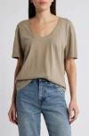 Treasure & Bond Relaxed Scoop Neck Cotton T-shirt In Grey Chia