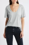 Treasure & Bond Oversize V-neck Cotton T-shirt In Grey Heather