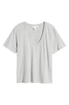 Treasure & Bond Oversize V-neck Cotton T-shirt In Grey Heather