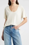 Treasure & Bond V-neck Short Sleeve Sweater In Ivory Dove