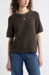 Treasure & Bond Relaxed Short Sleeve Sweater In Brown