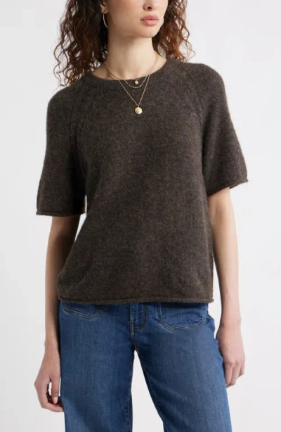 Treasure & Bond Relaxed Short Sleeve Sweater In Brown