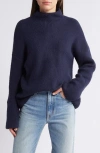 Treasure & Bond Relaxed Turtleneck Cotton Blend Sweater In Navy Blazer