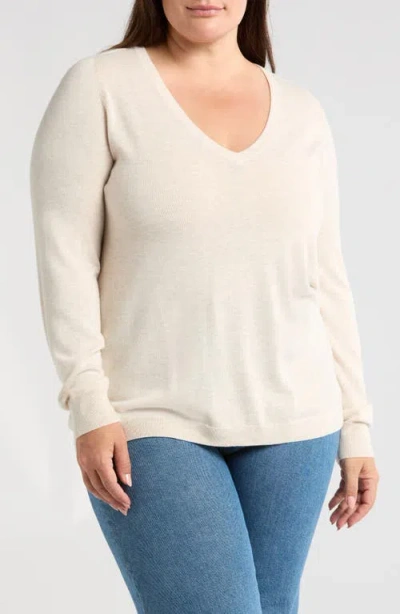 Treasure & Bond Relaxed V-neck Sweater In Beige Oatmeal Light Heather