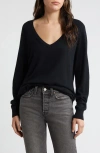 Treasure & Bond Relaxed V-neck Sweater In Black