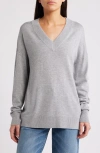 Treasure & Bond Relaxed V-neck Sweater In Grey Heather