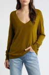Treasure & Bond Relaxed V-neck Sweater In Olive Green